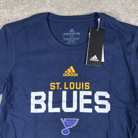 Adidas St. Louis Blues‎ T-Shirt Women's Small Navy NHL Amplifier Tee NWT - Picture 2 of 5